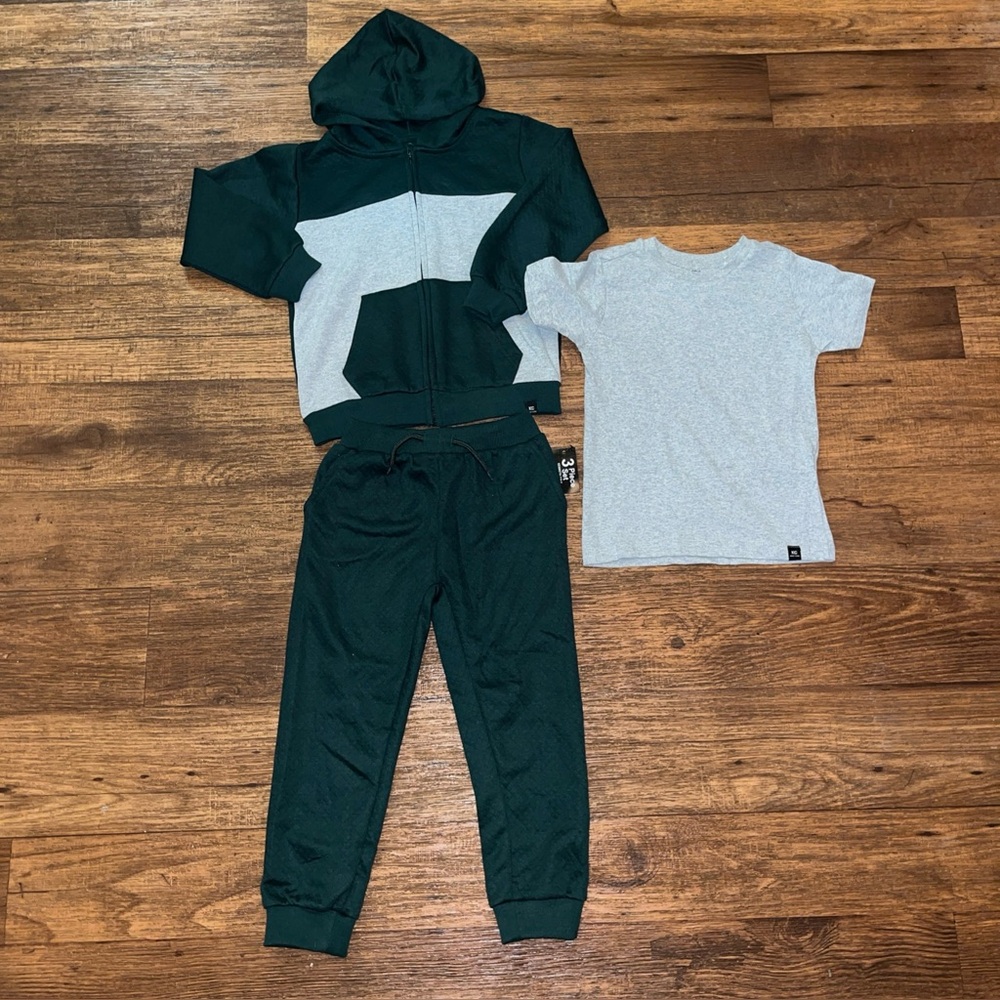 3pc Kenneth Cole NY Track Jacket Zip Up Waffle Style W/Joggers & T-Shirt Outfit